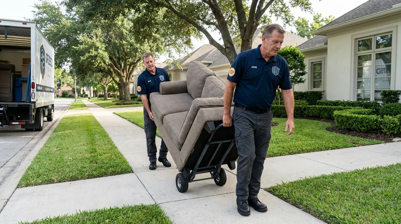 Local residential moving crew loading furniture in Woodville, WI